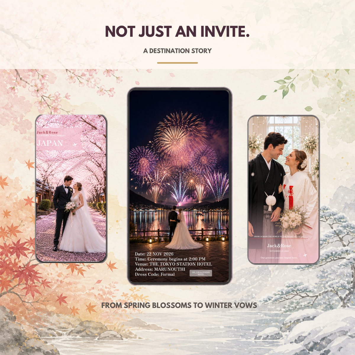 TRADITIONAL JAPAN Wedding Website Invitation Template